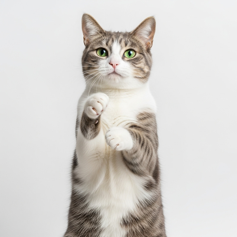 Cat Doing Chinese Greeting | Graceful Feline Pose