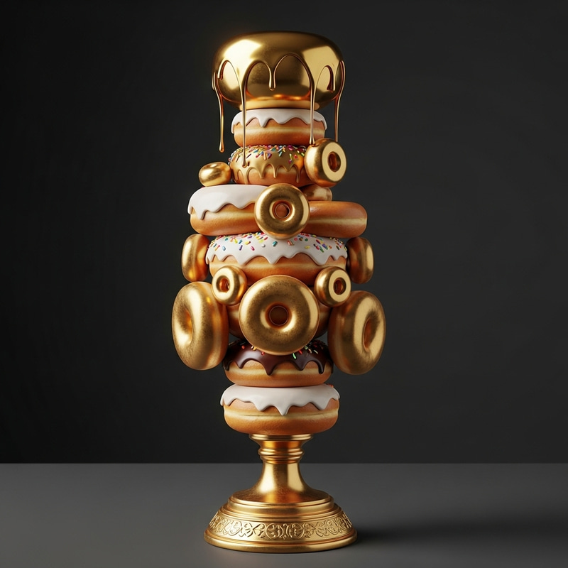 Golden Donut Trophy | Handcrafted Pyramid of Delight Golden Donut Trophy | Handcrafted Pyramid of Delight