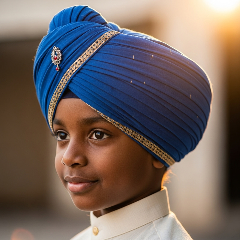 Stylish Turban: Elegant Black Boy Headwear
