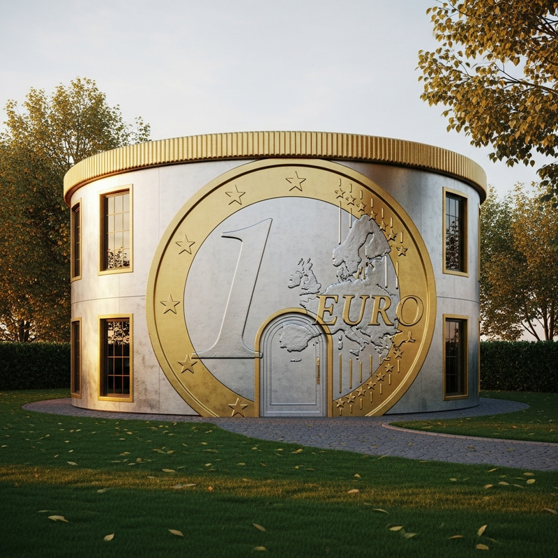 1 Euro Coin-Inspired House Design | Unique Euro Symbol Home 1 Euro Coin-Inspired House Design | Unique Euro Symbol Home