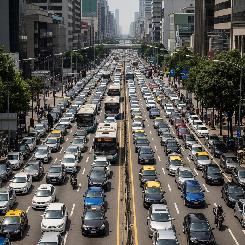 Traffic Congestion: Vibrant Urban Scene Traffic Congestion: Vibrant Urban Scene