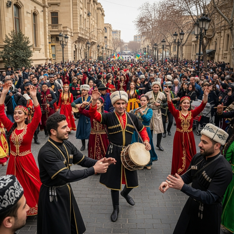 Vibrant Novruz Carnival Scene in Baku | Full Festivities