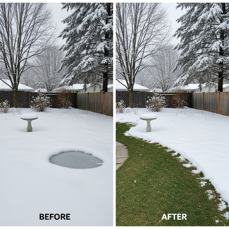 Snowy Yard Transformation: Before-and-After Cleanup Snowy Yard Transformation: Before-and-After Cleanup
