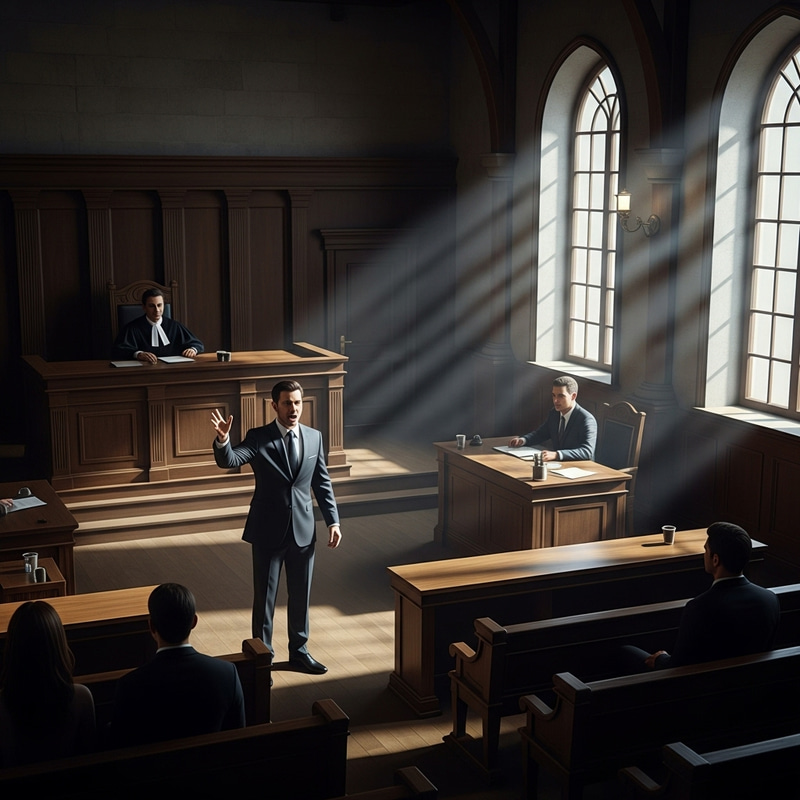 Passionate Legal Advocate in Intense Courtroom Scene - Dramatic Genre