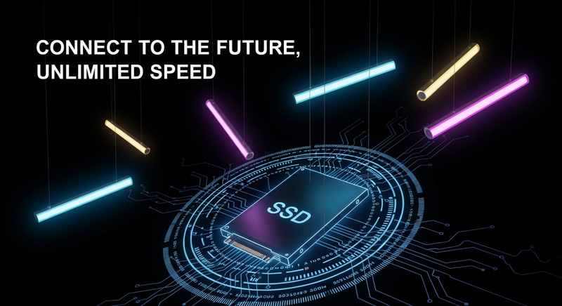 Futuristic Cyberpunk Poster: Connect to Unlimited Speed