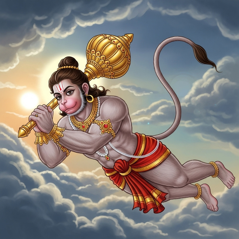 Hanuman Illustration - Hindu Mythology Devotee Artwork Hanuman Illustration - Hindu Mythology Devotee Artwork
