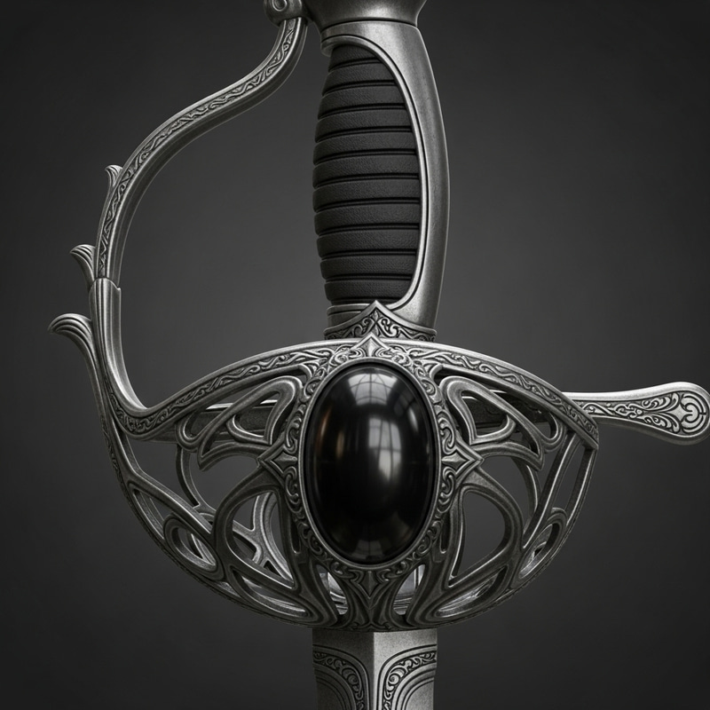 Cursed Rapier with Elegant Guard & Large Black Stone - Buy Now