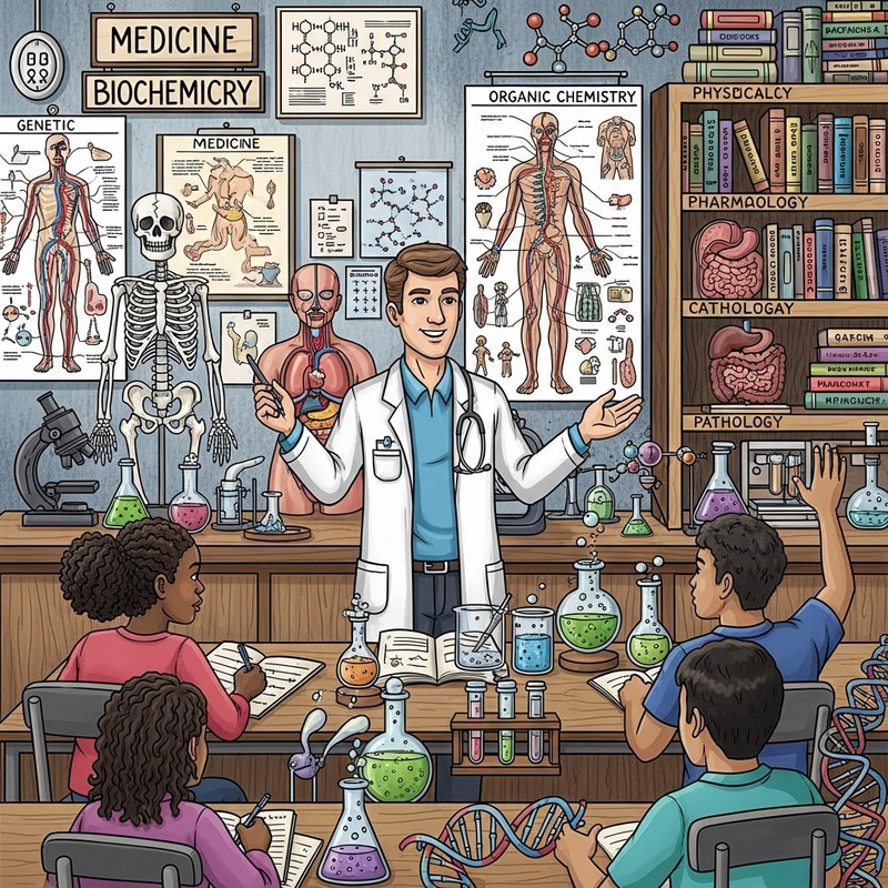 Doctor Teaching Science to Students | Medical Classroom Doodle Doctor Teaching Science to Students | Medical Classroom Doodle