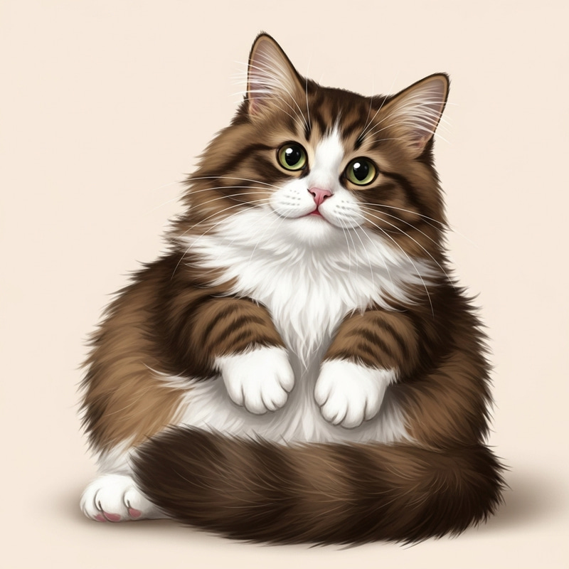 Brown and White Fluffy Cat - Gentle and Warm Feline Brown and White Fluffy Cat - Gentle and Warm Feline