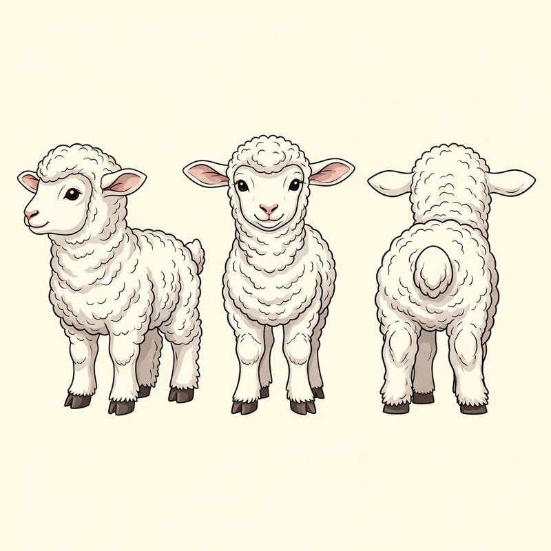 Cute Sheep Baby Poses in Vector Style | Charming Illustration