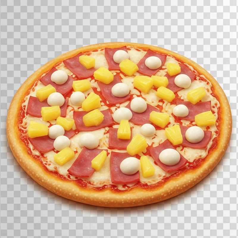 Authentic Hawaiian Pizza on Transparent Background Authentic Hawaiian Pizza on Transparent Background