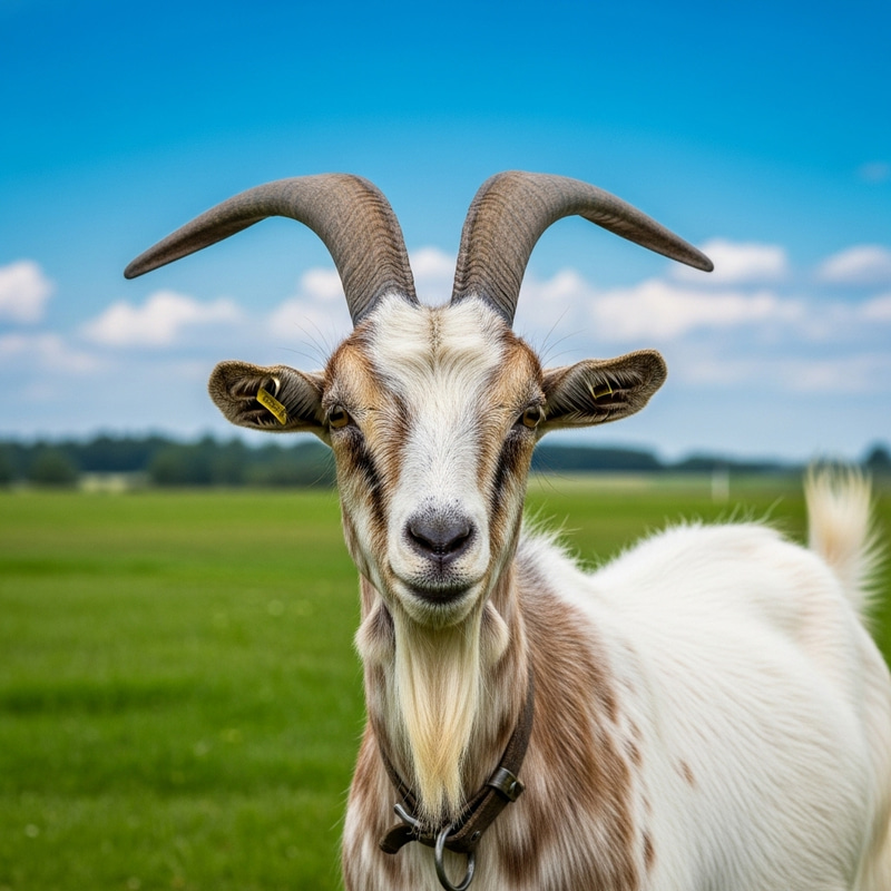 Tranquil Countryside Scene with a Happy Domestic Goat Tranquil Countryside Scene with a Happy Domestic Goat