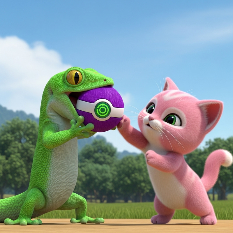 Playful Treecko and Skitty Play Fight | Master Ball Toy Playful Treecko and Skitty Play Fight | Master Ball Toy