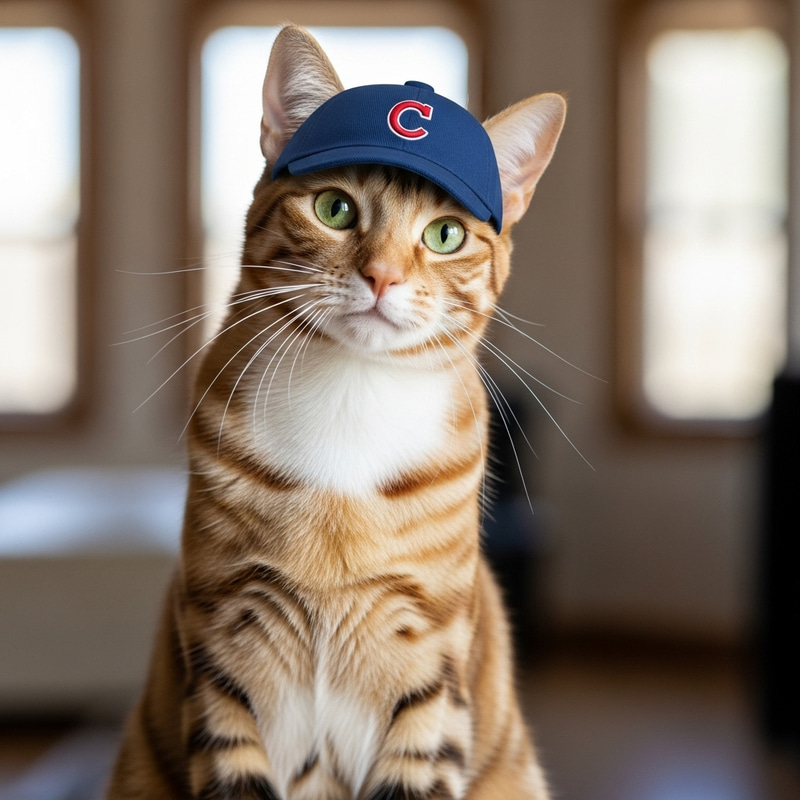 Adorable Cat in Baseball Hat | Cute Feline Image