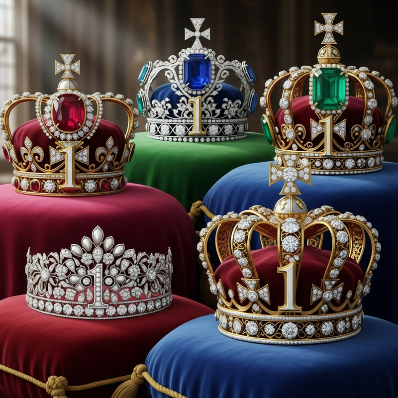 Elegant Royal Crowns with Golden 'One' Design