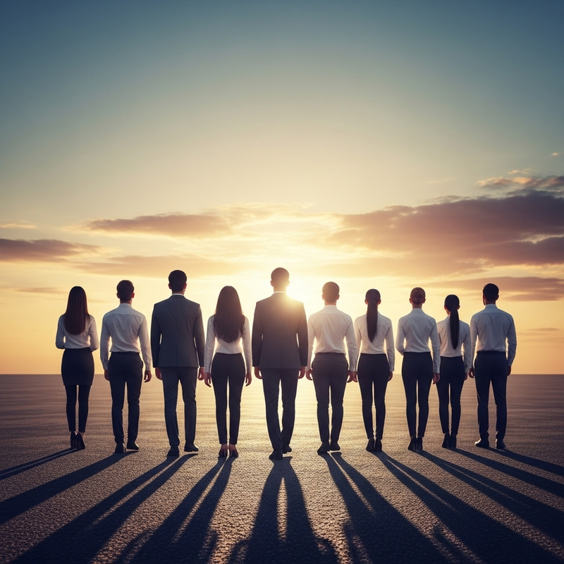 Diverse Multi-Ethnic Bankers Walking into the Sunset Diverse Multi-Ethnic Bankers Walking into the Sunset