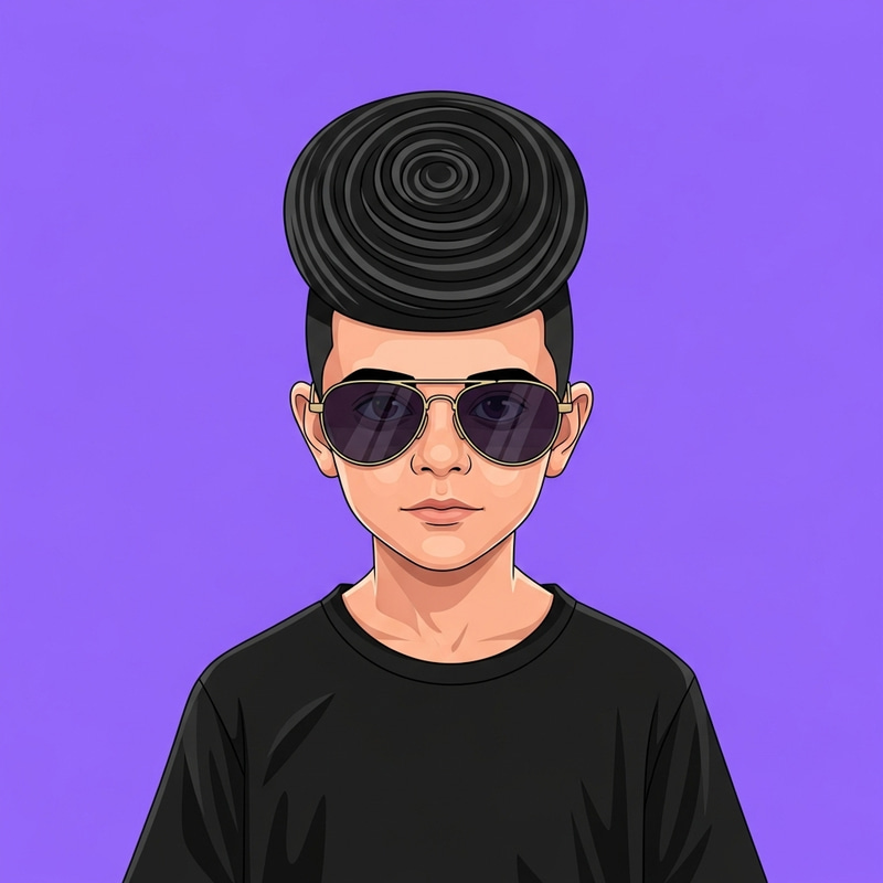 Vector Art of Boy with Circle Hair & Sunglasses Vector Art of Boy with Circle Hair & Sunglasses