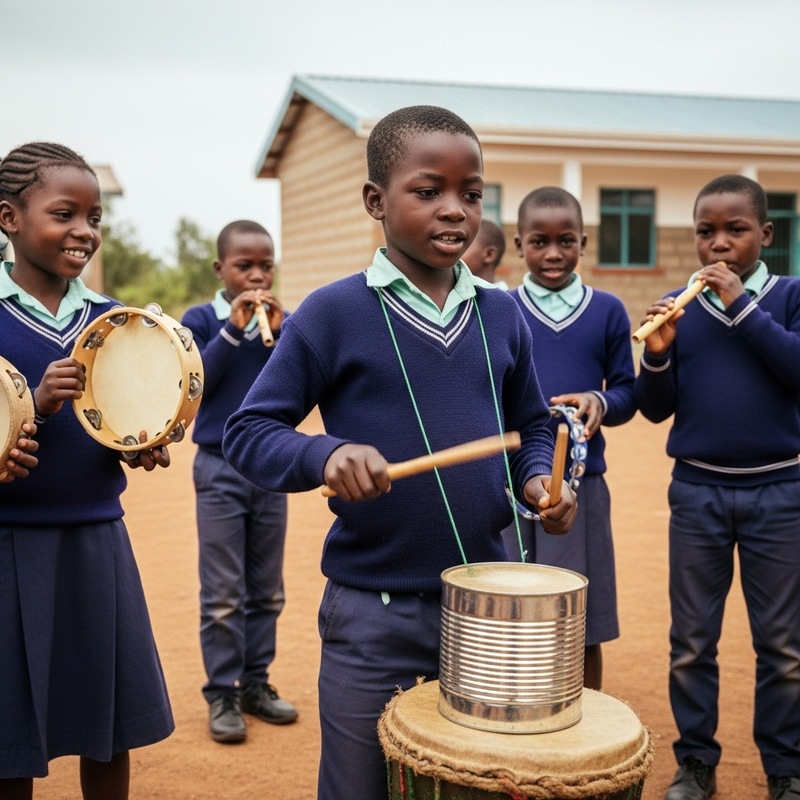 African School Kids Making Music with Improvised Instruments