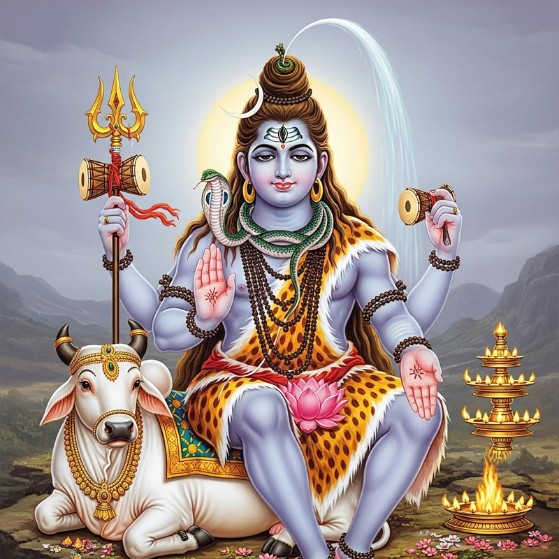 Lord Shiva: Mystical Hindu Deity with Symbolic Trident Lord Shiva: Mystical Hindu Deity with Symbolic Trident
