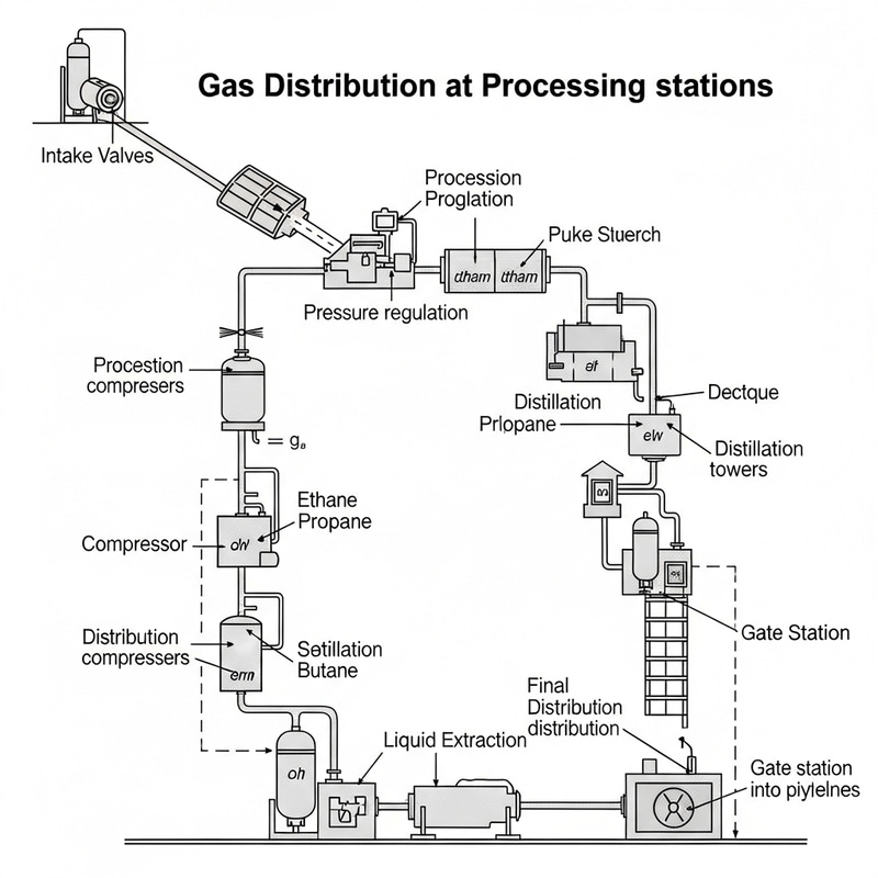 Gas Distribution Process Diagram at Processing Stations