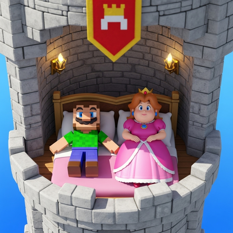 Minecraft Steve & Princess Peach Tower Enchantment Minecraft Steve & Princess Peach Tower Enchantment