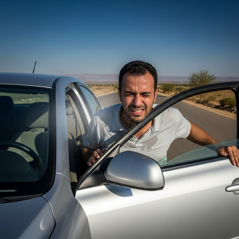 Saudi Man Opens Car in Scorching Heat Saudi Man Opens Car in Scorching Heat