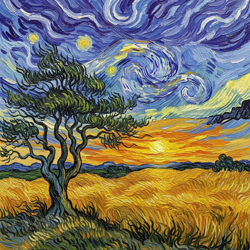 Van Gogh Inspired Post-Impressionist Landscape Painting Van Gogh Inspired Post-Impressionist Landscape Painting