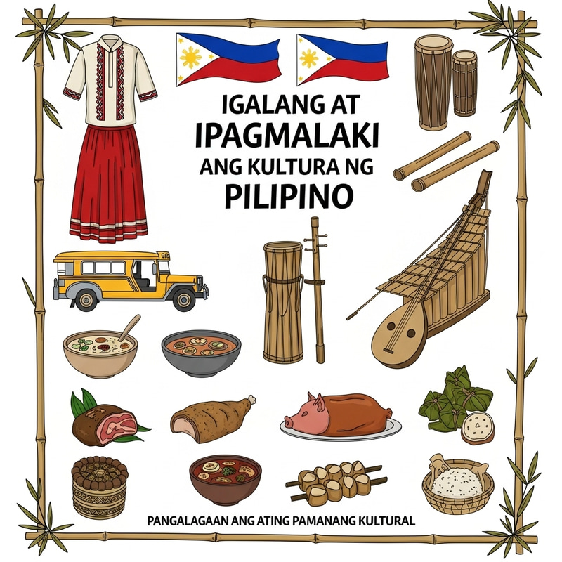 Honoring Filipino Culture Poster | Baybayin Script & Delicacies