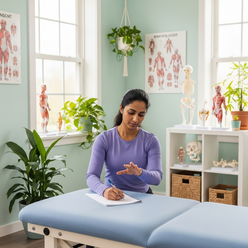 Female Kinesiologist Working in Serene Environment - Motion & Body Wellness
