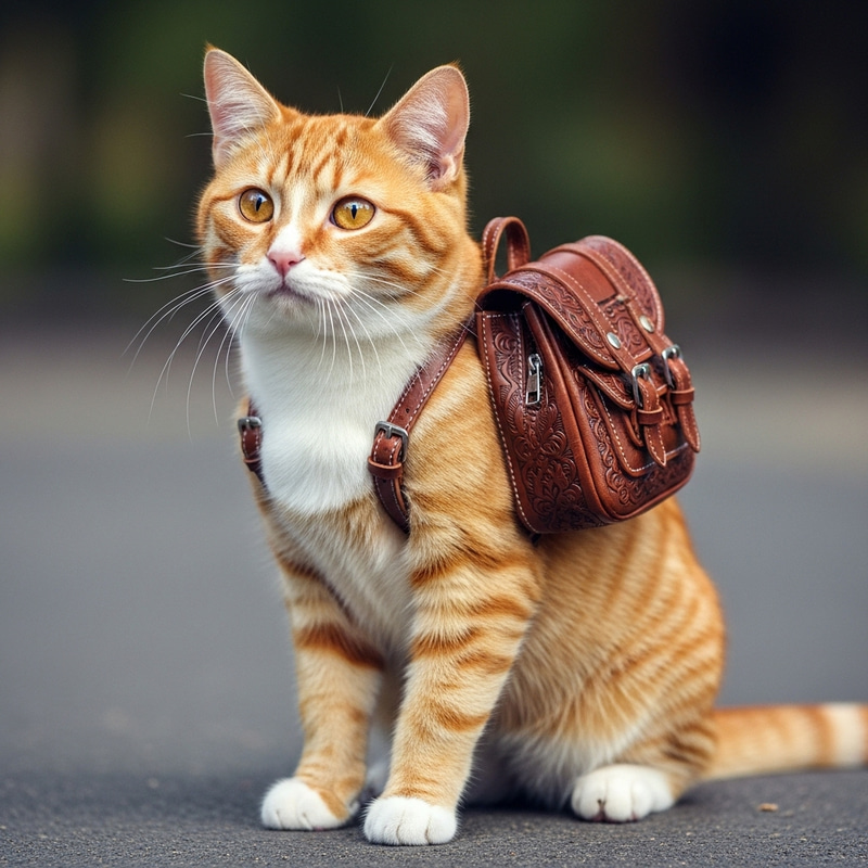 Curious Cat with Backpack Adventure Curious Cat with Backpack Adventure