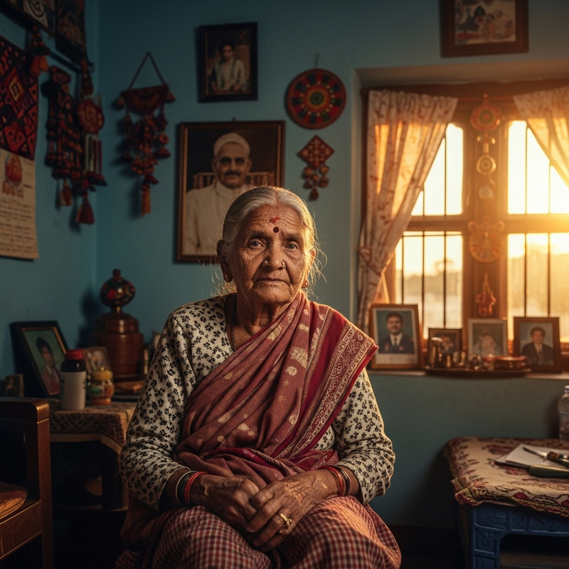 Portrait of an Elderly Woman in a Rustic Home Portrait of an Elderly Woman in a Rustic Home