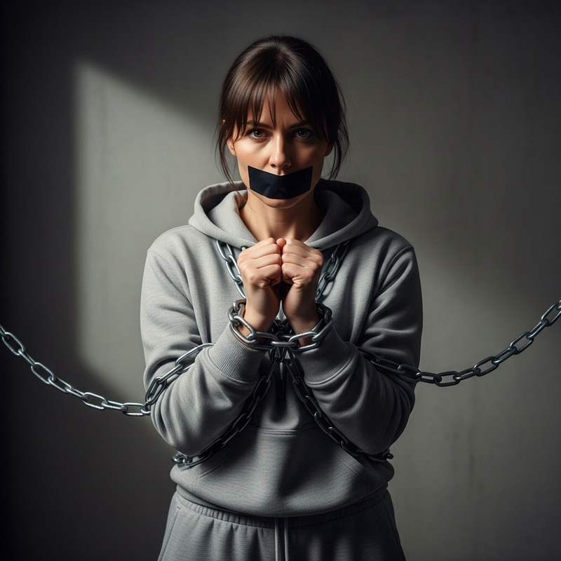 Resilient Woman in Gray: A Powerful Image