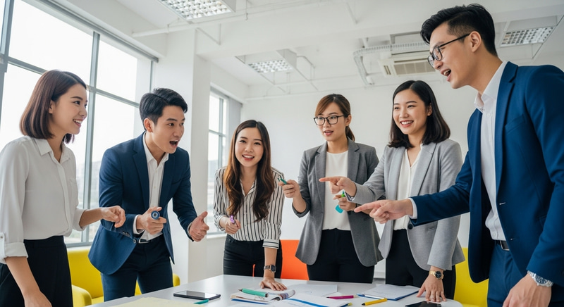 Vibrant Asian Pros Workshop | Engaging Problem-Solving Scene Vibrant Asian Pros Workshop | Engaging Problem-Solving Scene