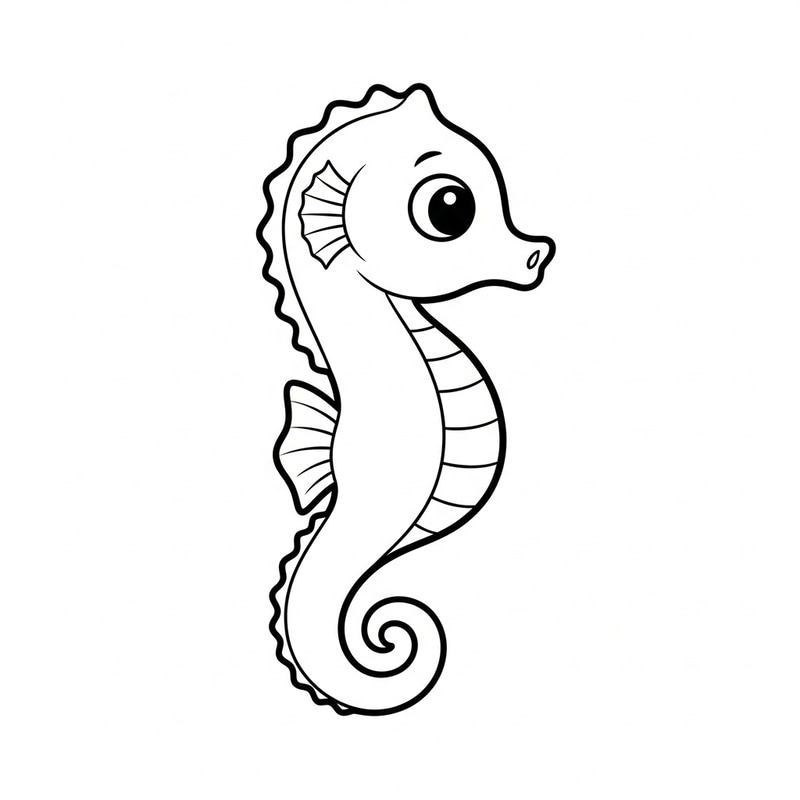 Cute Sea Horse Coloring Page for Toddlers Cute Sea Horse Coloring Page for Toddlers