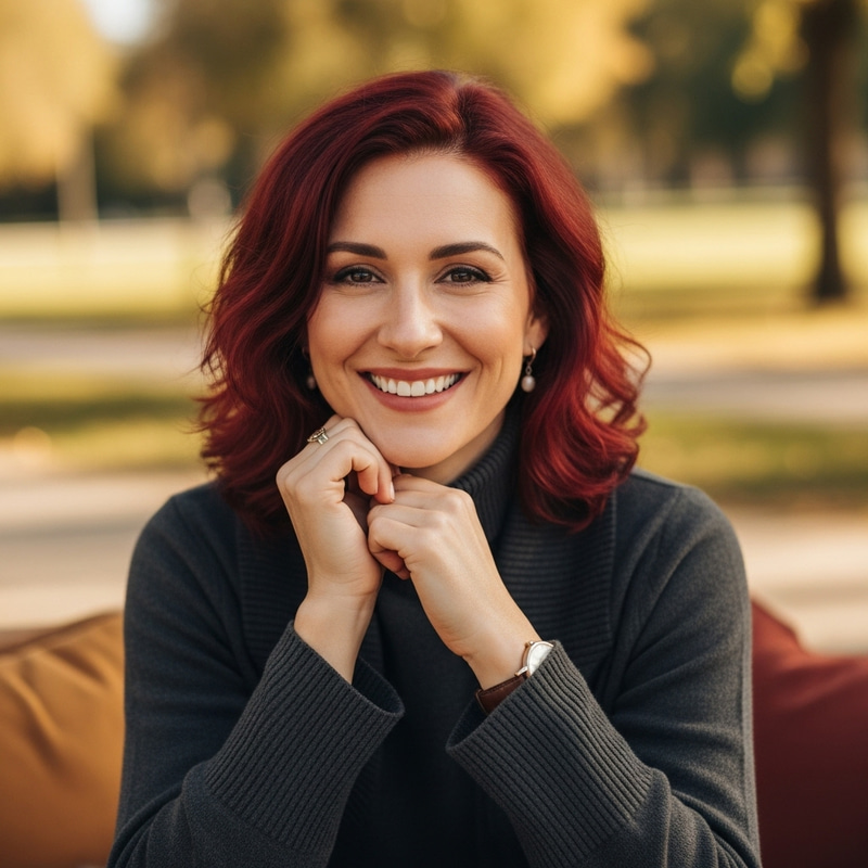 Captivating Red-Haired Woman with a Warm Smile Captivating Red-Haired Woman with a Warm Smile