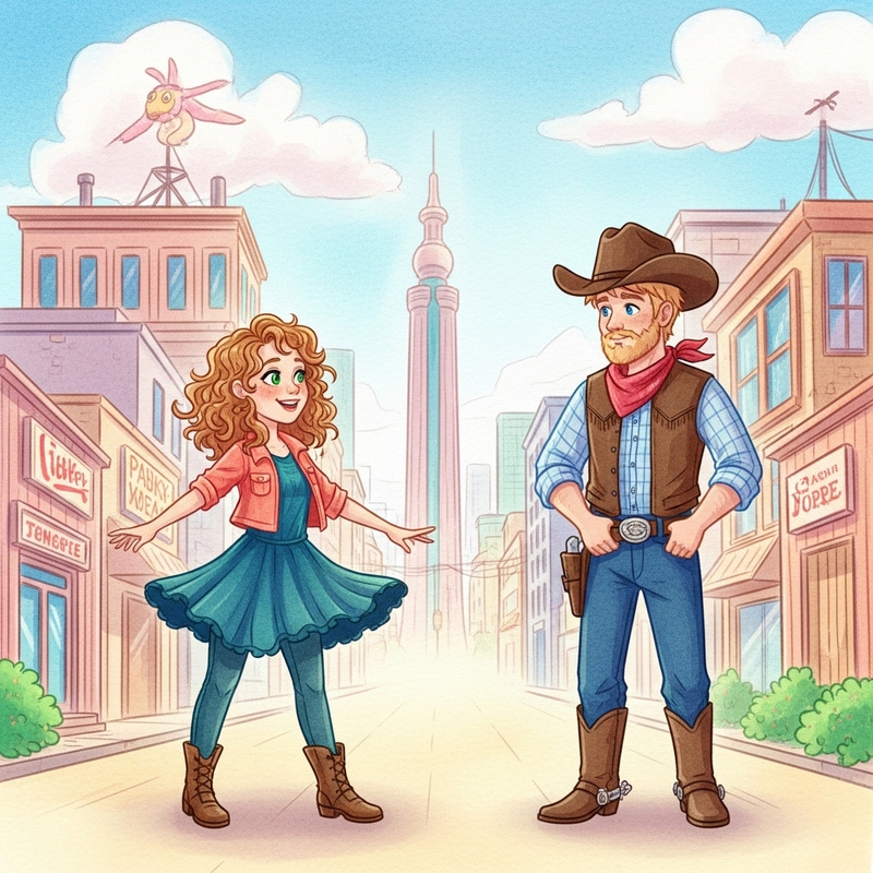 Dreamlike Encounter: Whimsical Cityscape Tale with Surreal Characters Dreamlike Encounter: Whimsical Cityscape Tale with Surreal Characters