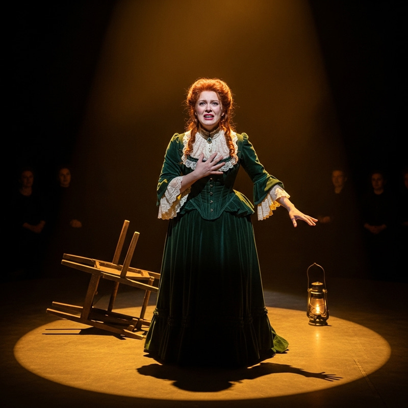 Red-haired Actress Performing on Stage