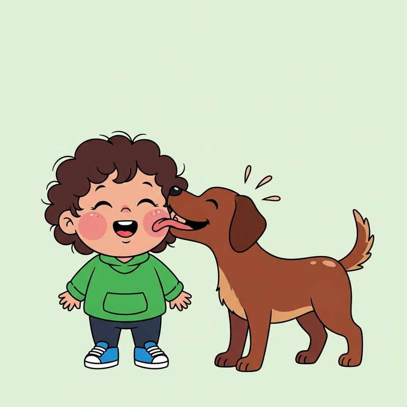 Joyful Cartoon Toddler and Dog | Minimalistic Design Joyful Cartoon Toddler and Dog | Minimalistic Design