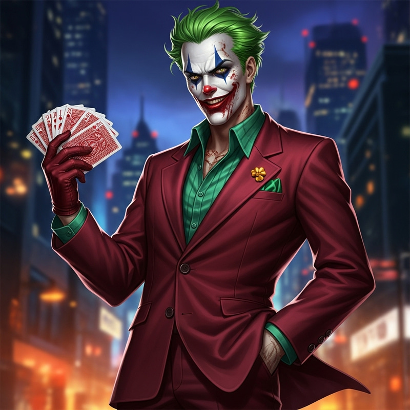 Mysterious Joker in Night Cityscape Mysterious Joker in Night Cityscape