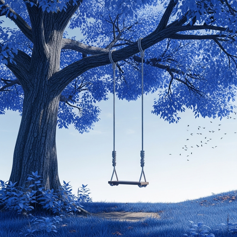 Blue Tree Swing in Nature Blue Tree Swing in Nature