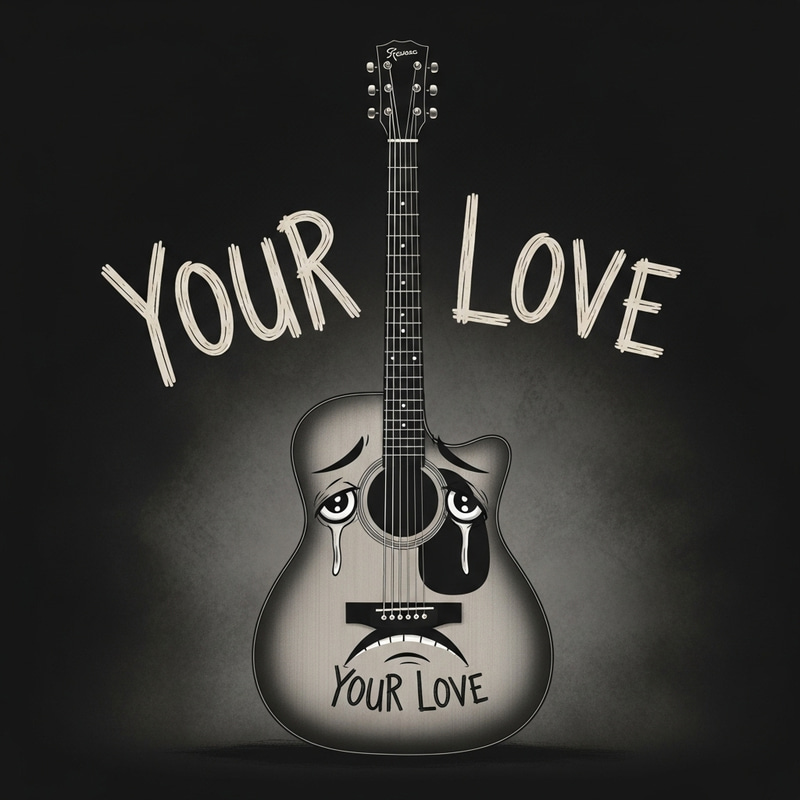 Sad Guitar Saying 'Your Love' | Emotional Album Art Design Sad Guitar Saying 'Your Love' | Emotional Album Art Design