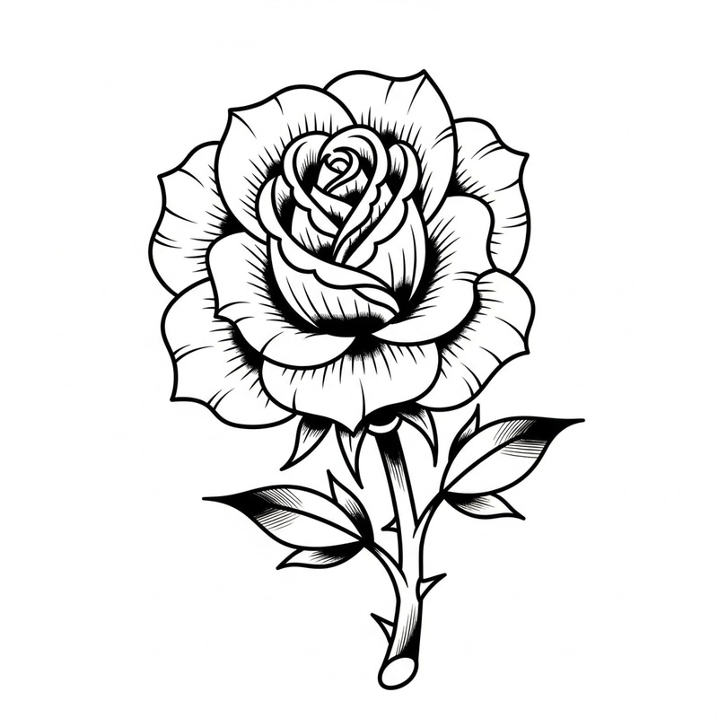 Classic American Traditional Rose Coloring Design