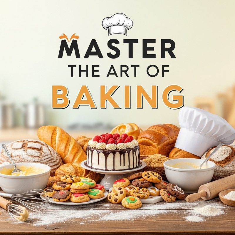 Colorful Mix of Baked Goods - Baking Course Book Cover Design