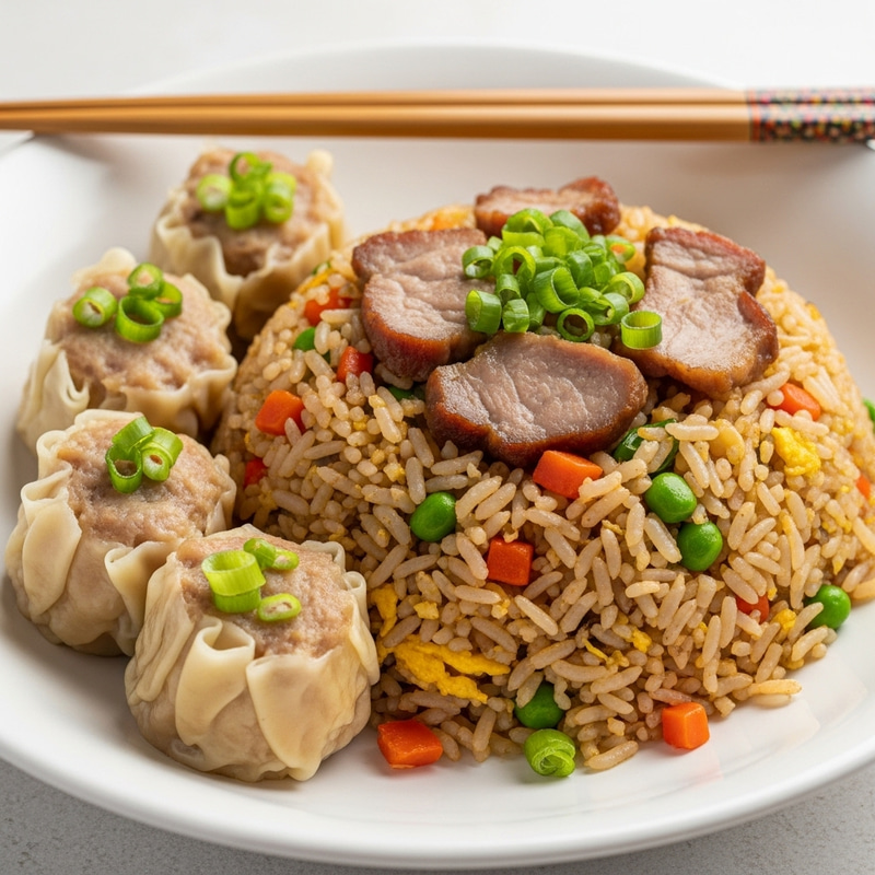 Delicious Pork Chao Fan with Siomai: Authentic Chinese Delights Delicious Pork Chao Fan with Siomai: Authentic Chinese Delights
