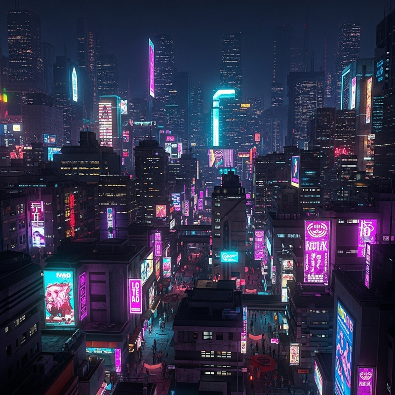 Futuristic Cyberpunk City: Vibrant Metaverse Scene with Neon Lights Futuristic Cyberpunk City: Vibrant Metaverse Scene with Neon Lights