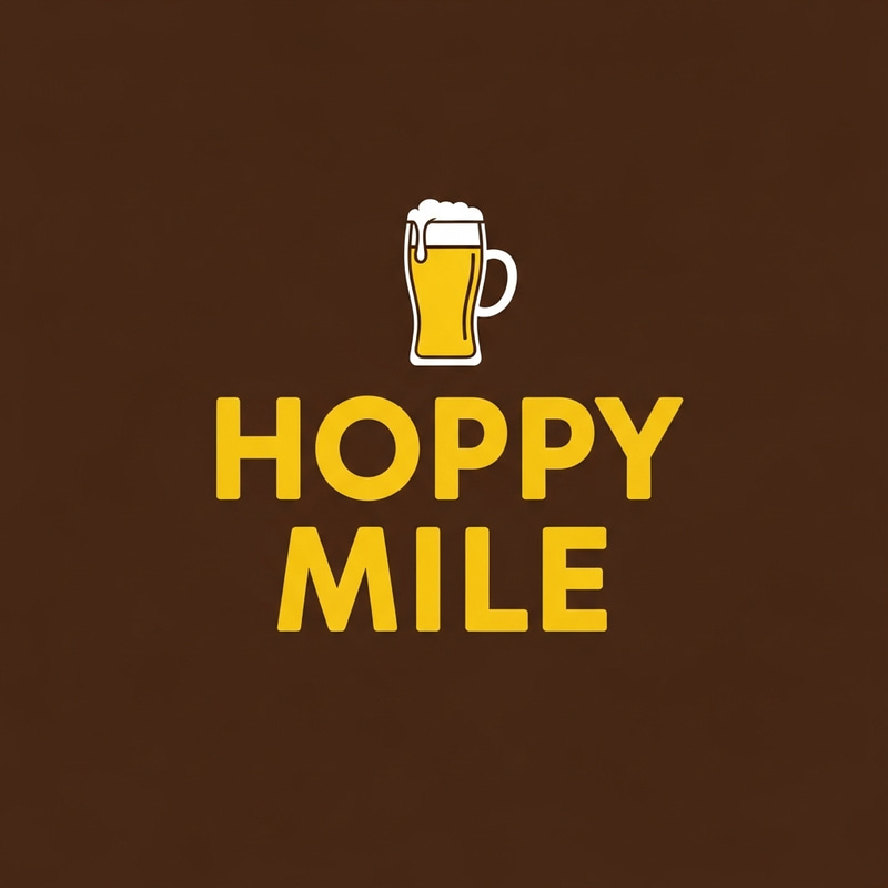 Hoppy Mile Beer Store Logo Design | Yellow Brown Colors Hoppy Mile Beer Store Logo Design | Yellow Brown Colors