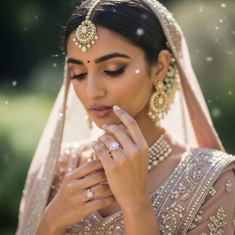 Stunning Bride with Halo Engagement Ring - Dreamy Bridal Beauty Stunning Bride with Halo Engagement Ring - Dreamy Bridal Beauty