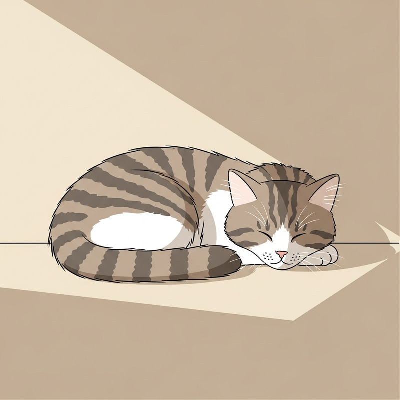 Cat Napping: Tranquil Minimalist Scene Cat Napping: Tranquil Minimalist Scene