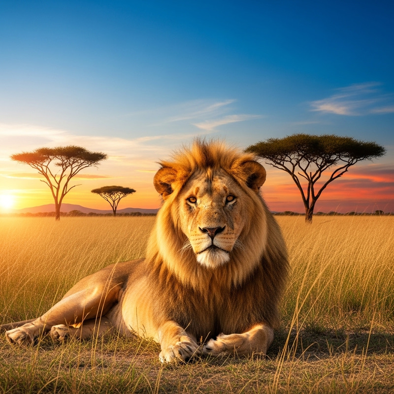 Magnificent Male Lion in the Wilderness Magnificent Male Lion in the Wilderness