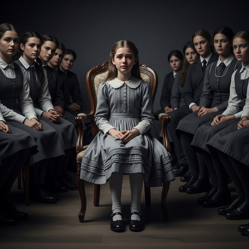 Emotional Victorian Girl in Dramatic Studio Portrait